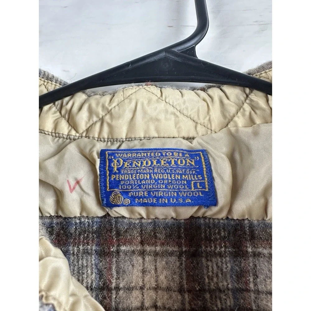Pendleton Wool Flannel Shirt Men's M Tan Brown Plaid Heavyweight *FLAWS Read